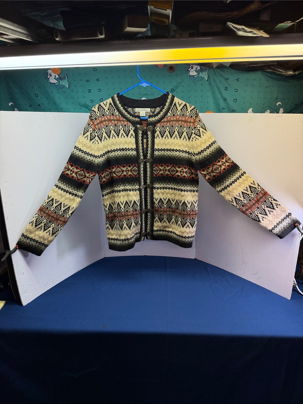 Vintage Telluride Clothing Co. Black Rust Tan Nordic Wool Cardigan Sweater M